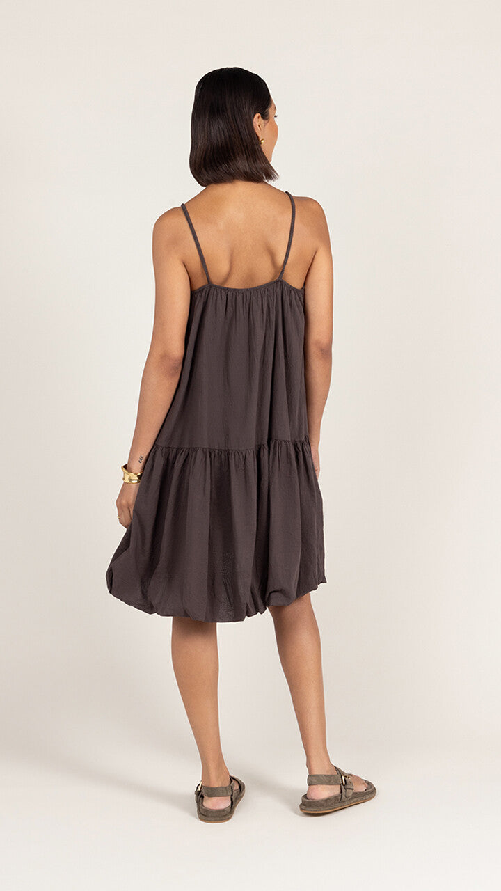 Liora Cotton Short Dress - Espresso