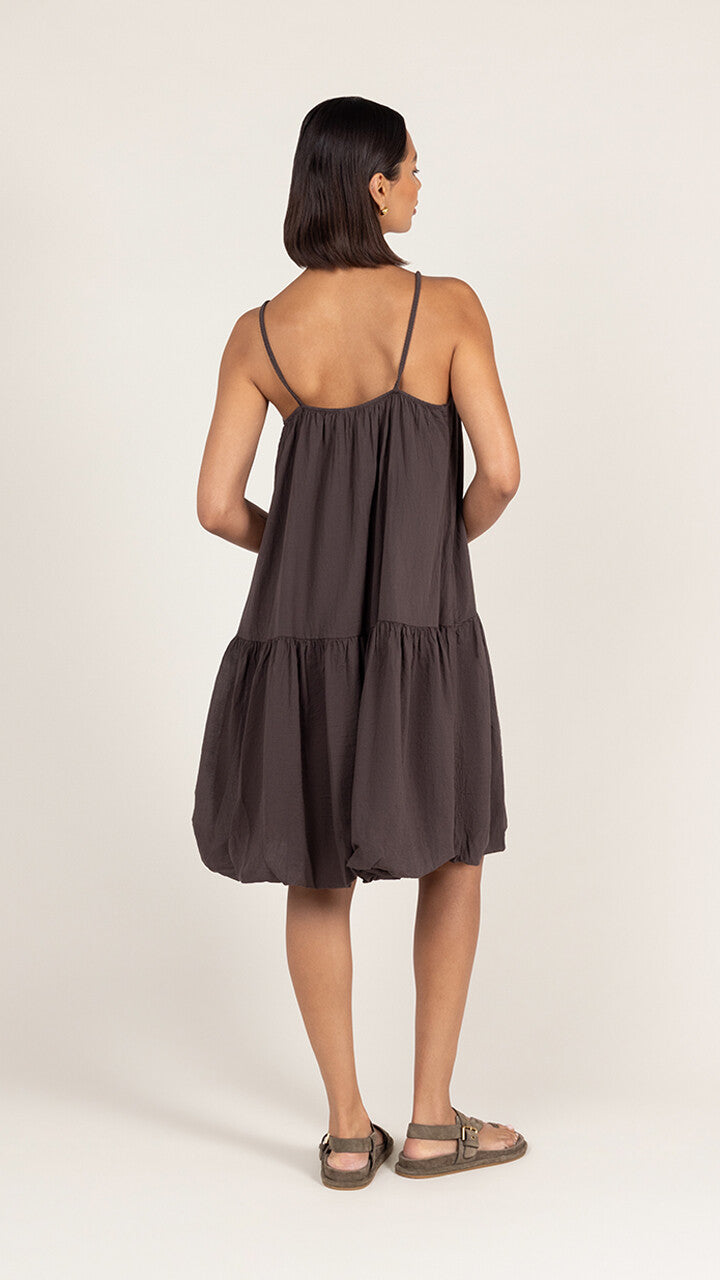 Liora Cotton Short Dress - Espresso