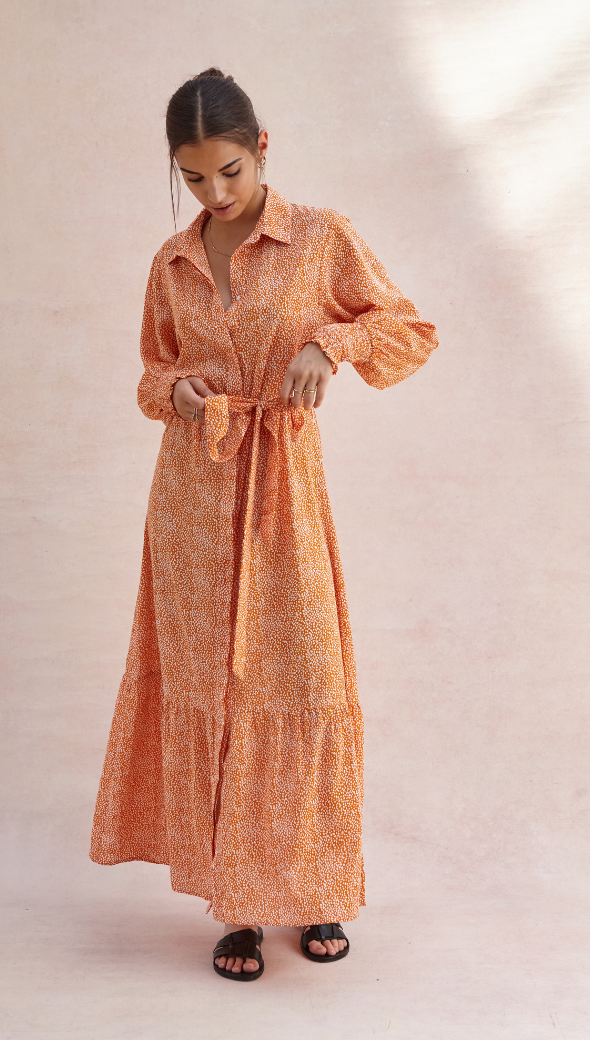 Alina Shirt Dress - Auburn Print