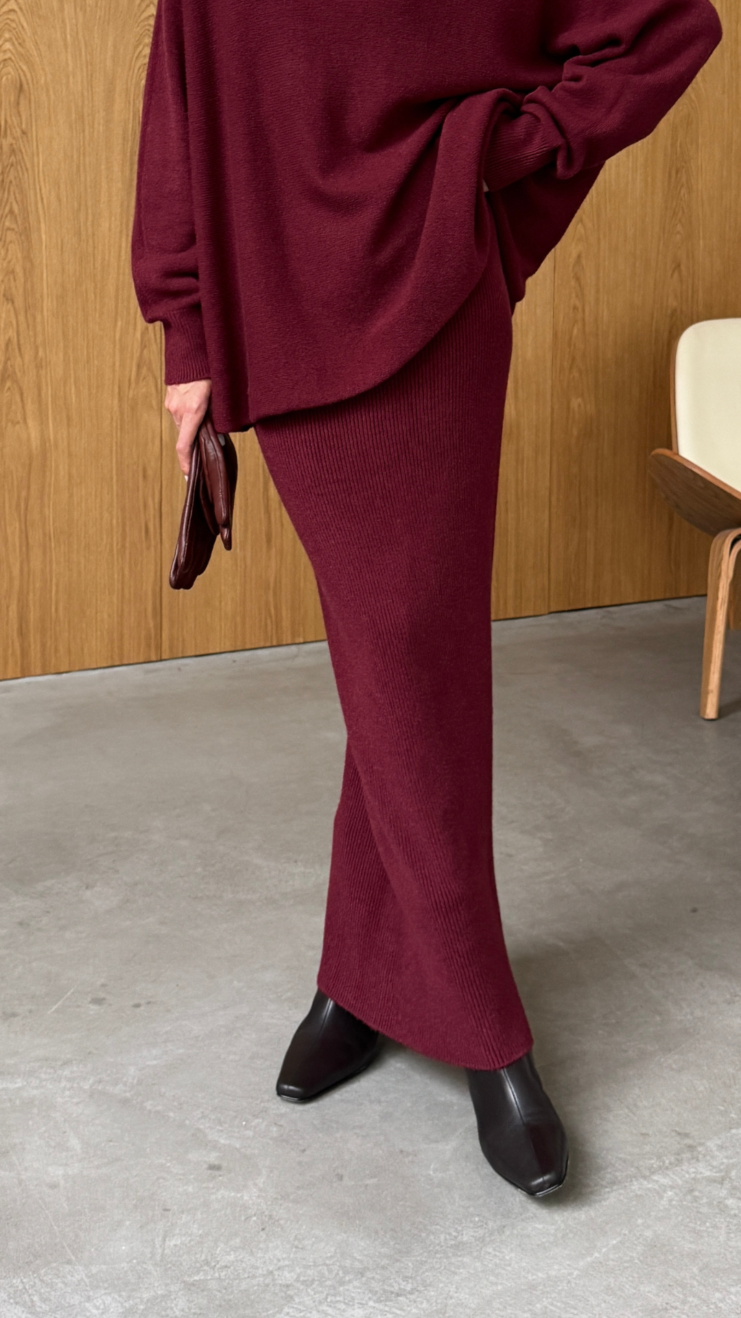 Alma Pencil Skirt - Dark Cherry