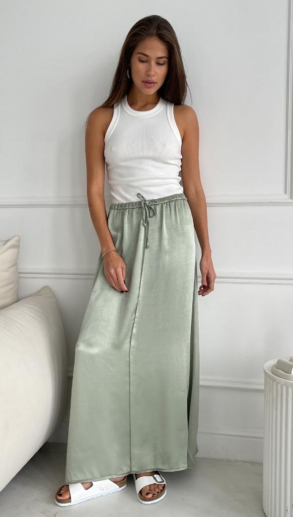 Phoebe Satin Skirt - Eucalyptus