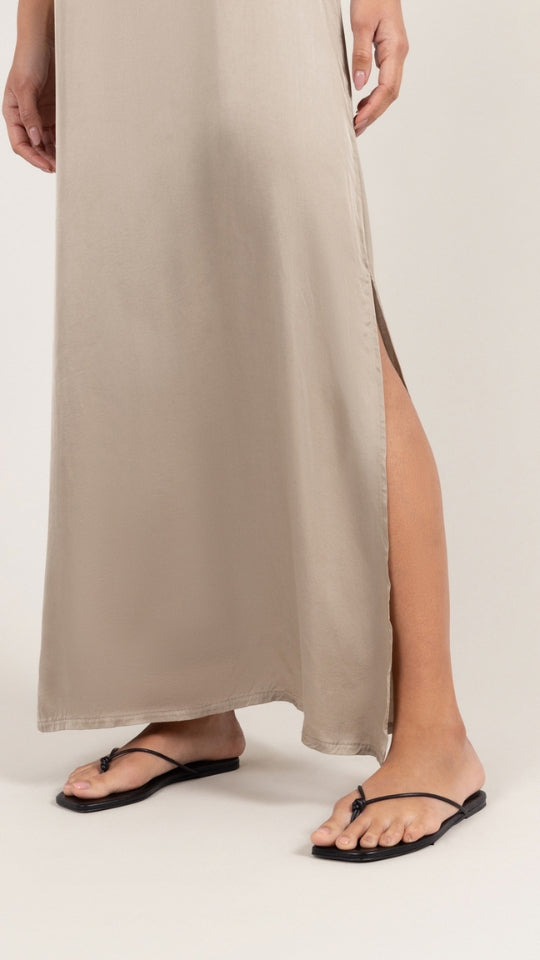 Oona Satin Dress - Dove Grey