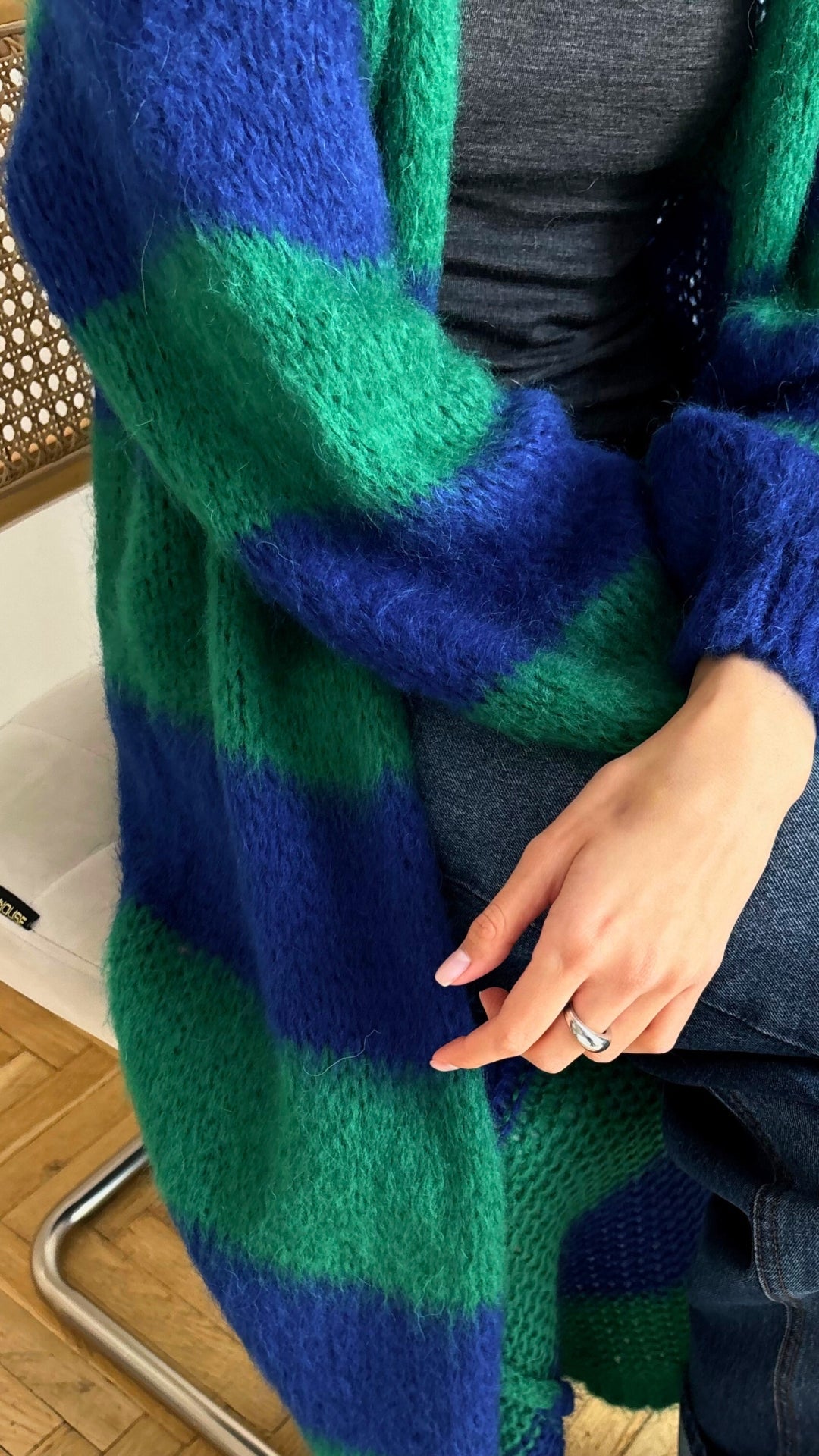 Kay Cardigan - Emerald Blue Marine Stripes