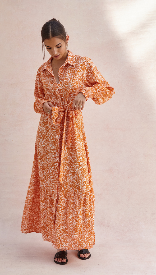 Alina Shirt Dress - Auburn Print