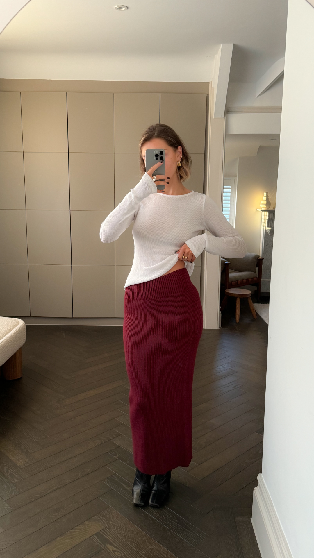 Alma Pencil Skirt - Dark Cherry