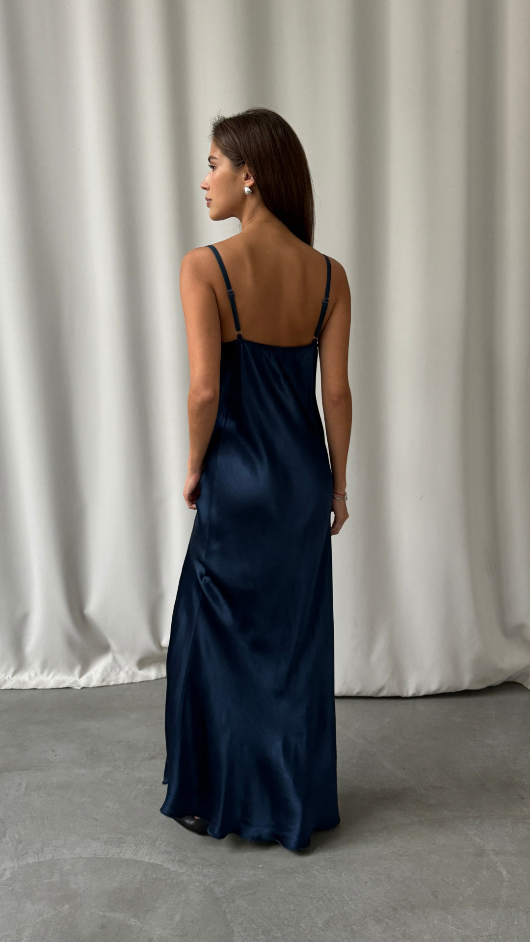 Alena Satin Dress - Deep Navy