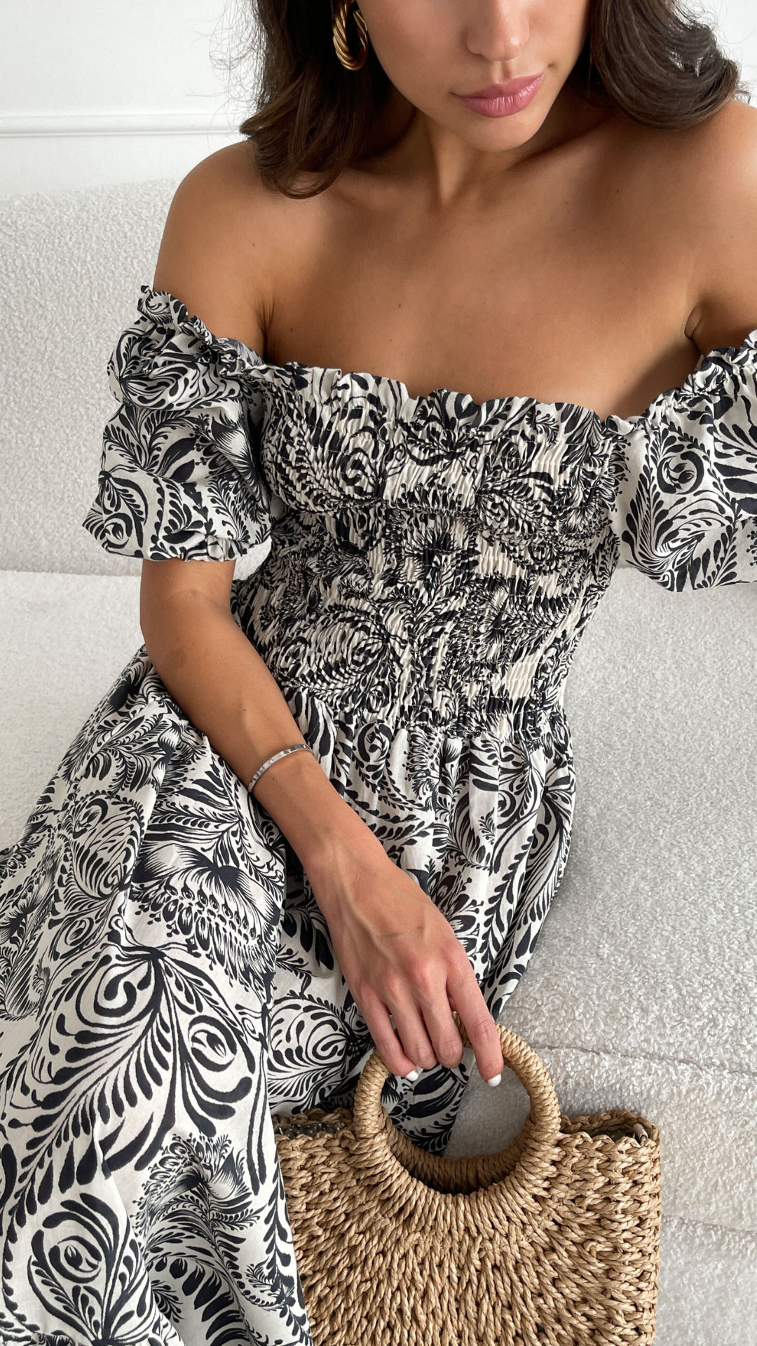 Carina Print Dress - Black Print