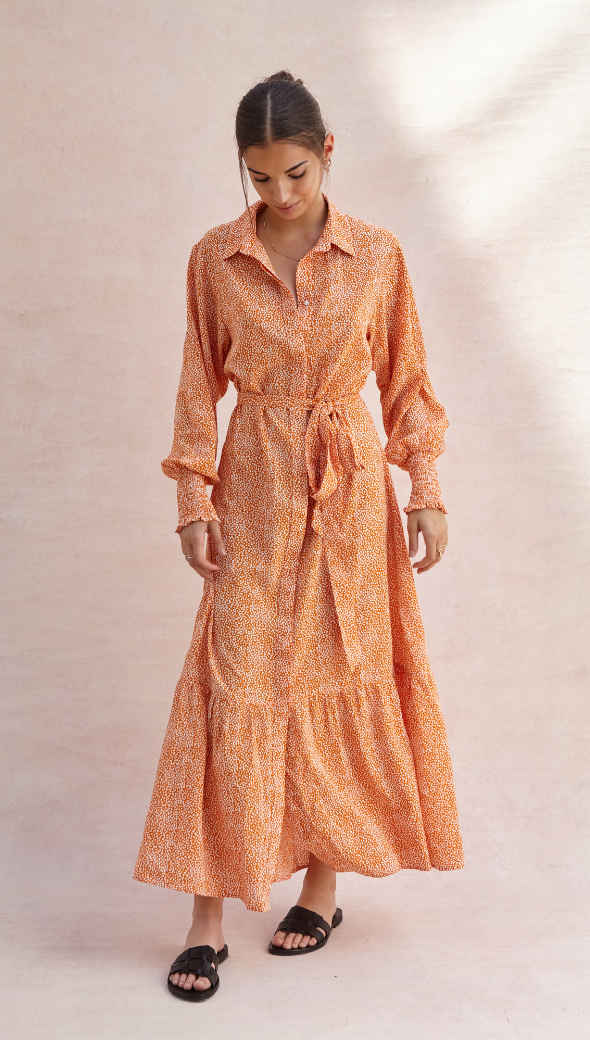 Alina Shirt Dress - Auburn Print