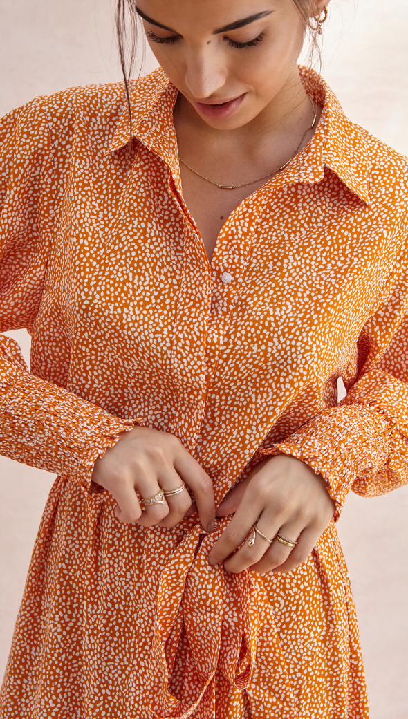 Alina Shirt Dress - Auburn Print