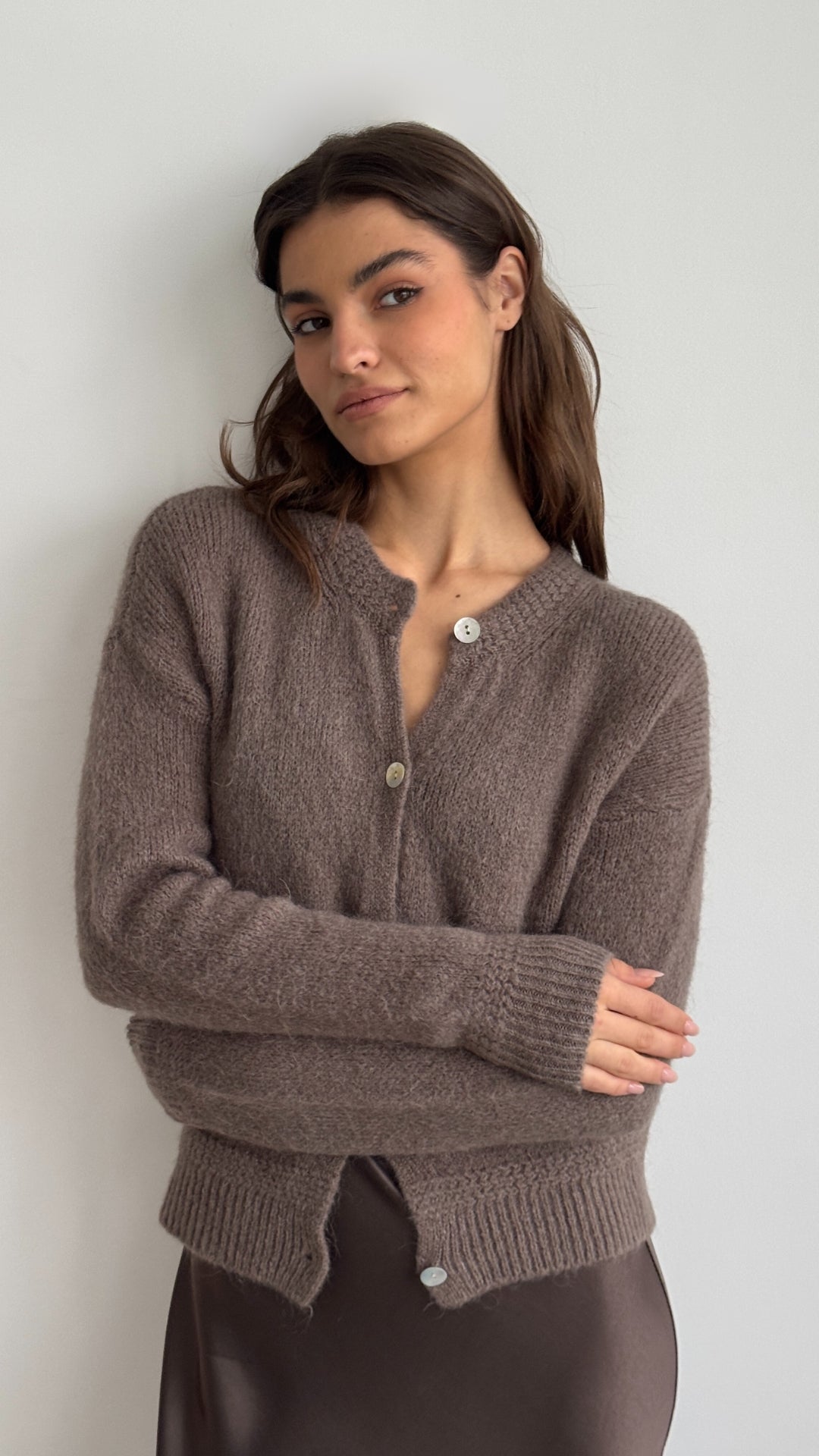 Reyna Cardigan - Mocha Mousse