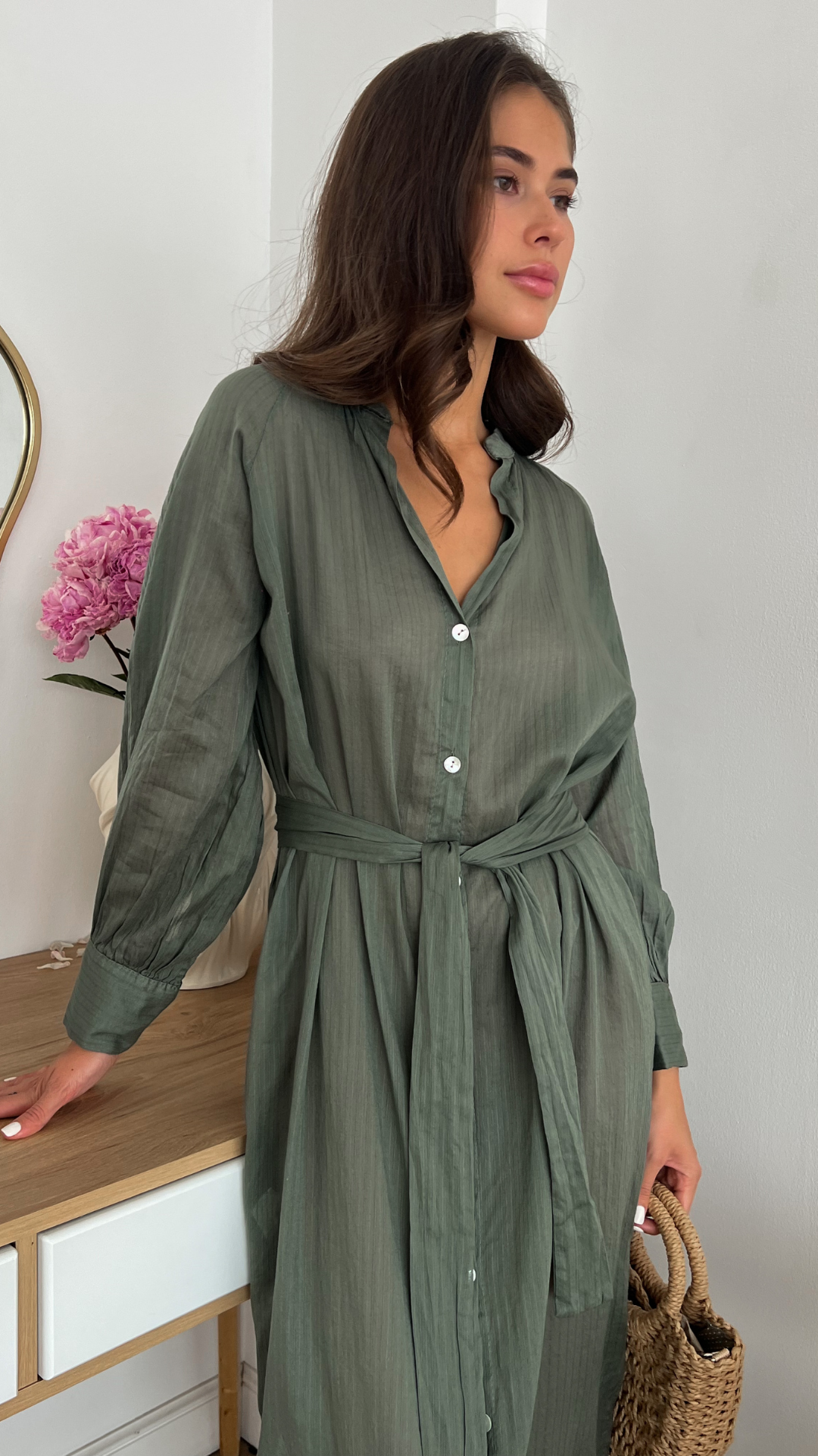 Jade Shirt Dress - Khaki