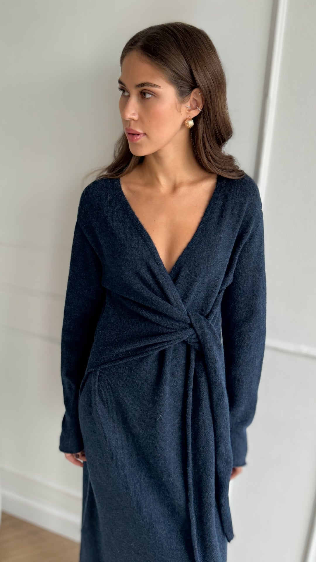 Keira Knit Wrap Dress - Midnight