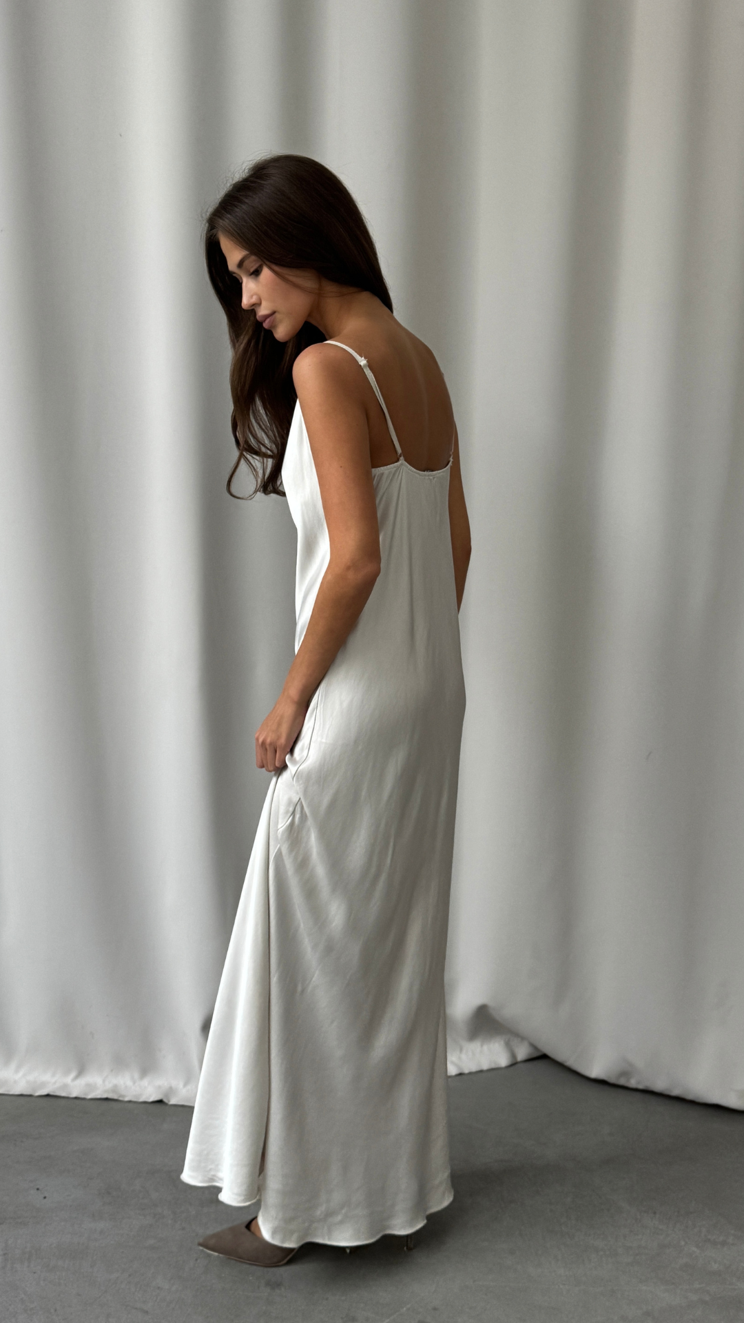 Alena Satin Dress - Pearl