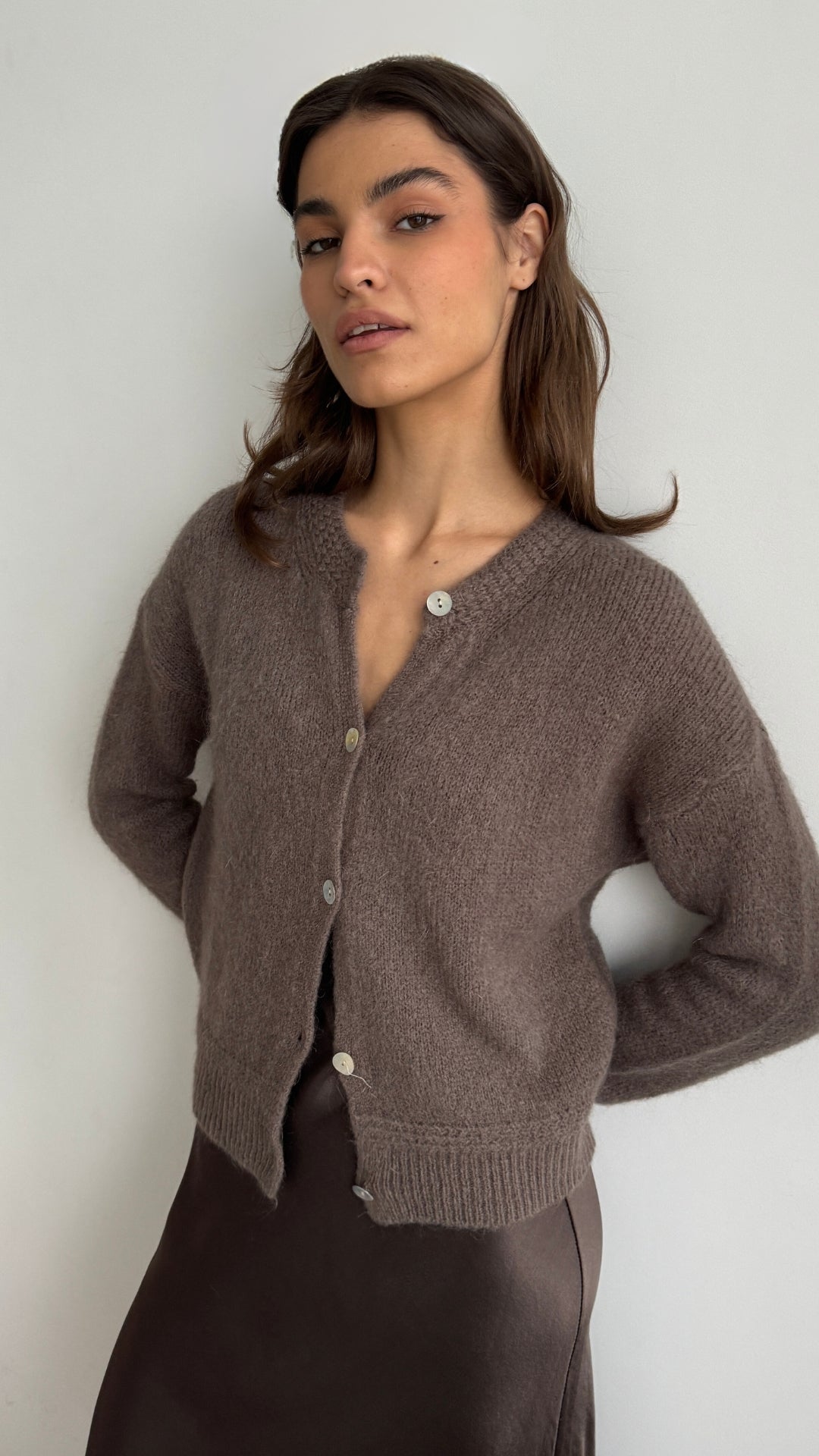 Reyna Cardigan - Mocha Mousse