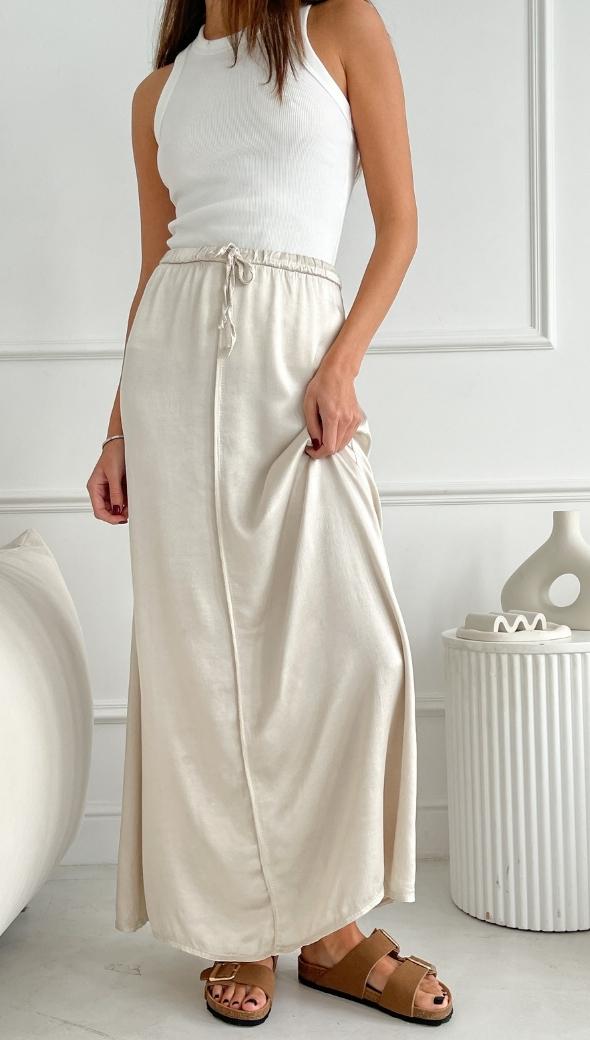 Phoebe Satin Skirt - Pearl