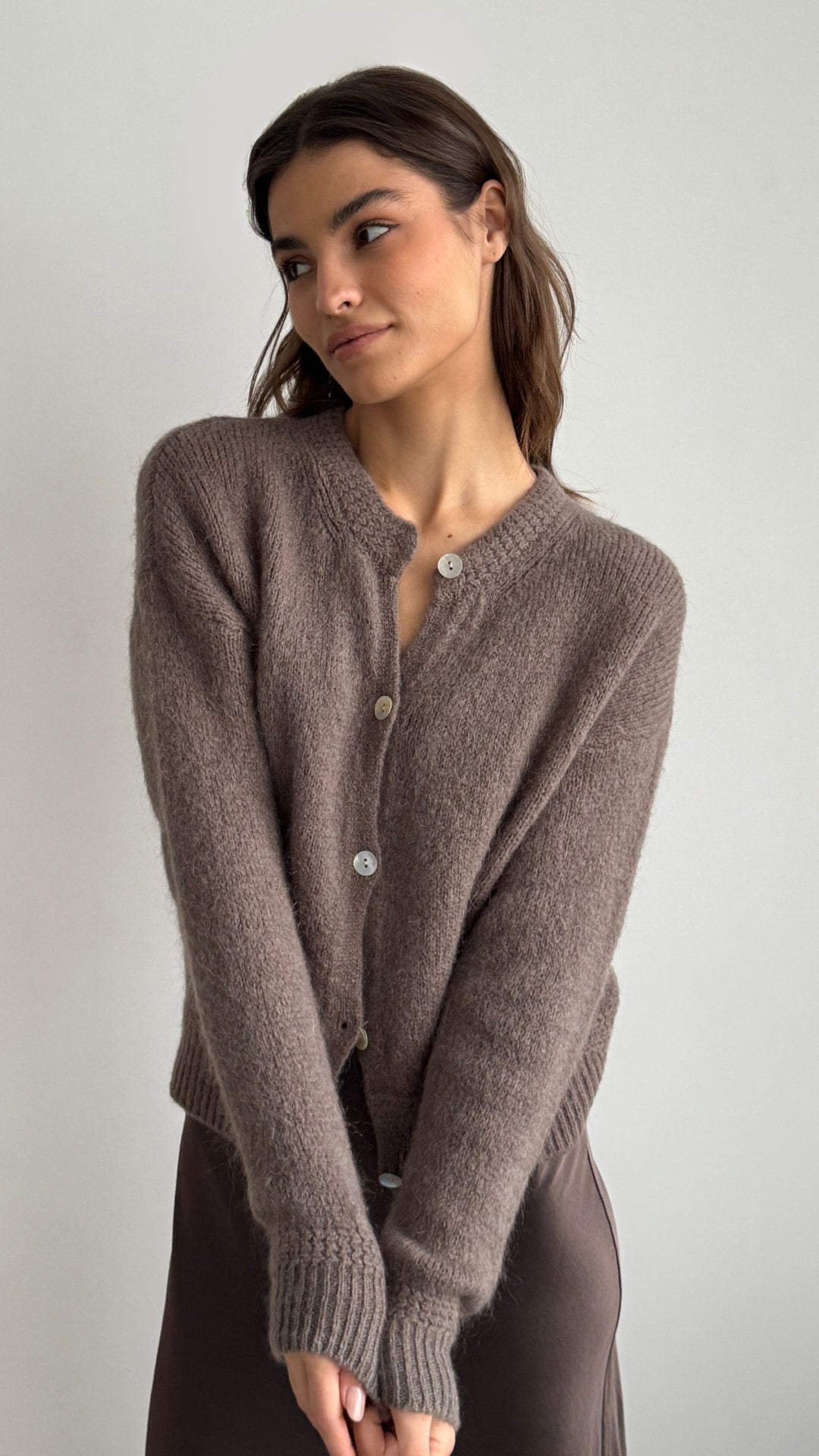 Reyna Cardigan - Mocha Mousse