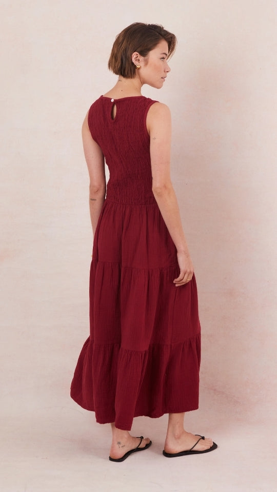 Mel Cotton Dress - Wine