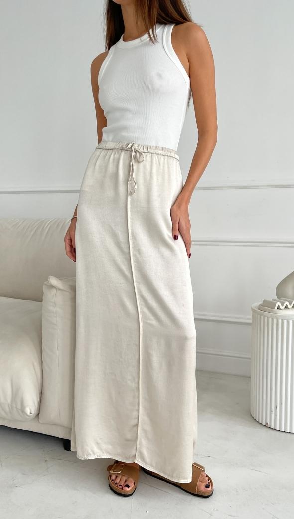 Phoebe Satin Skirt - Pearl