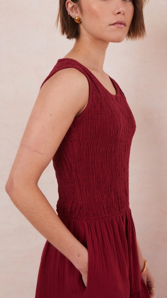 Mel Cotton Dress - Wine