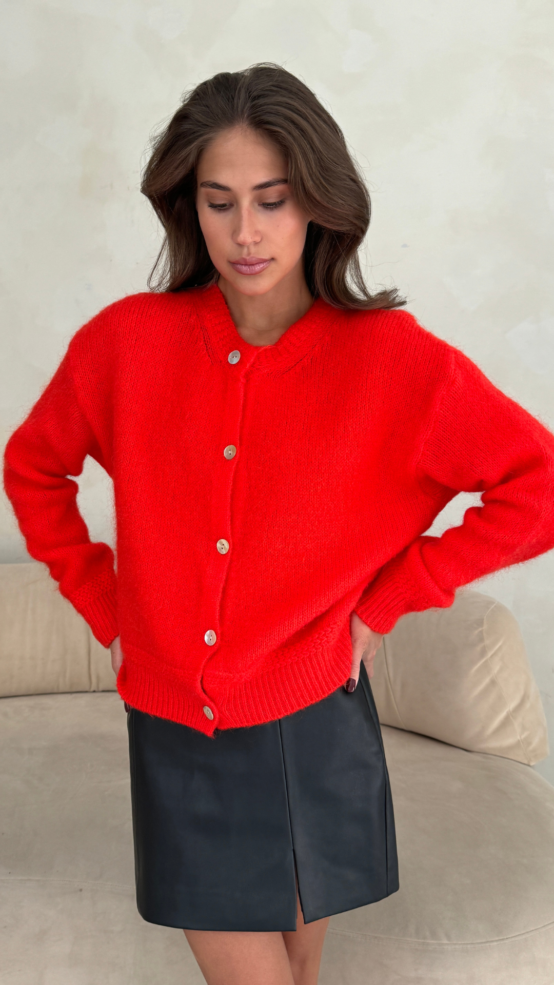 Reyna Cardigan - Pomegranate