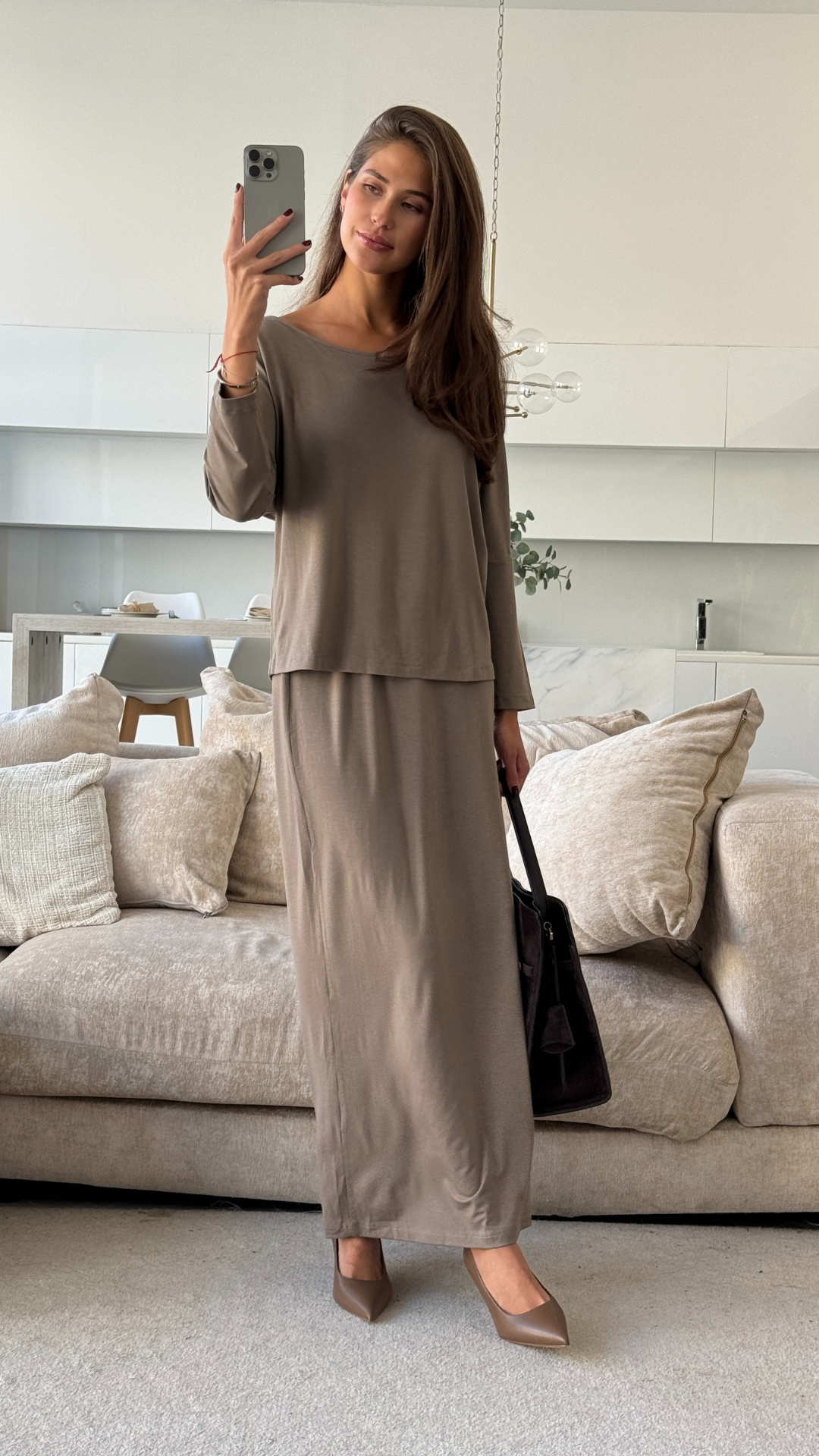 Aria Jersey Skirt - Taupe