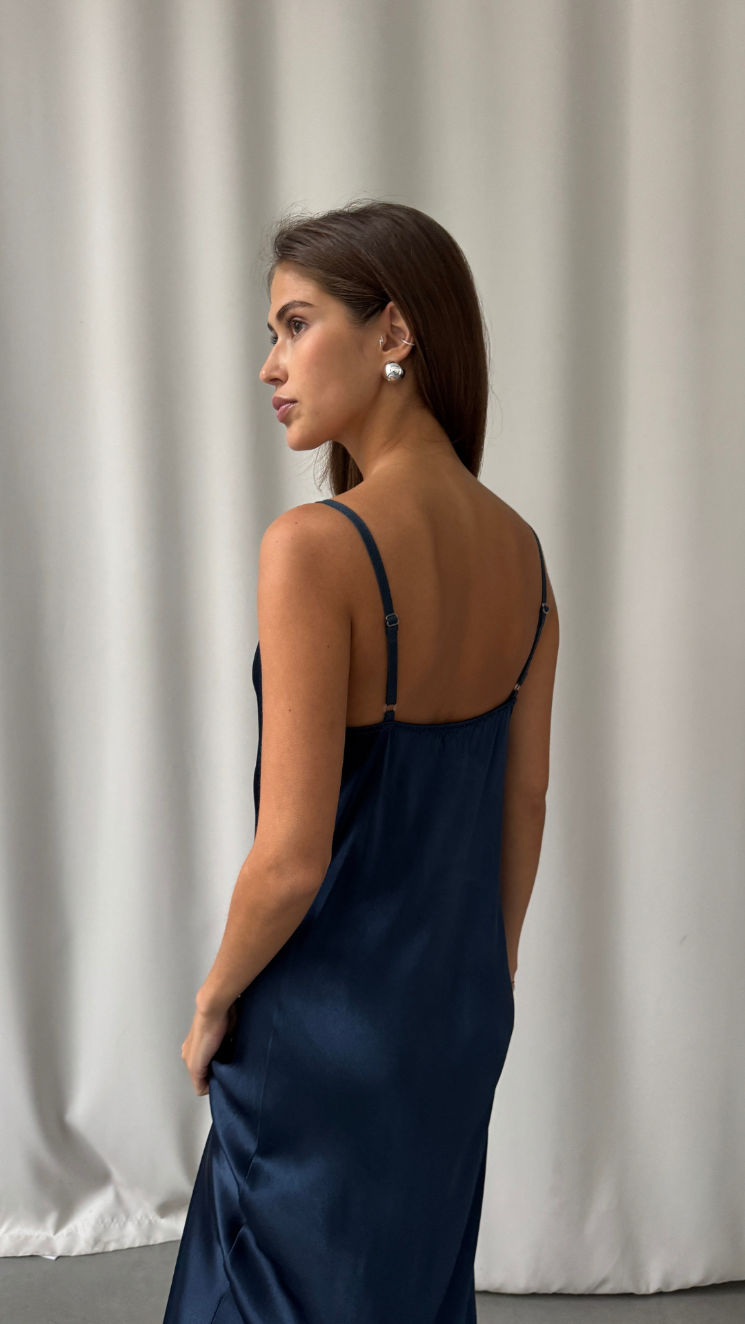Alena Satin Dress - Deep Navy