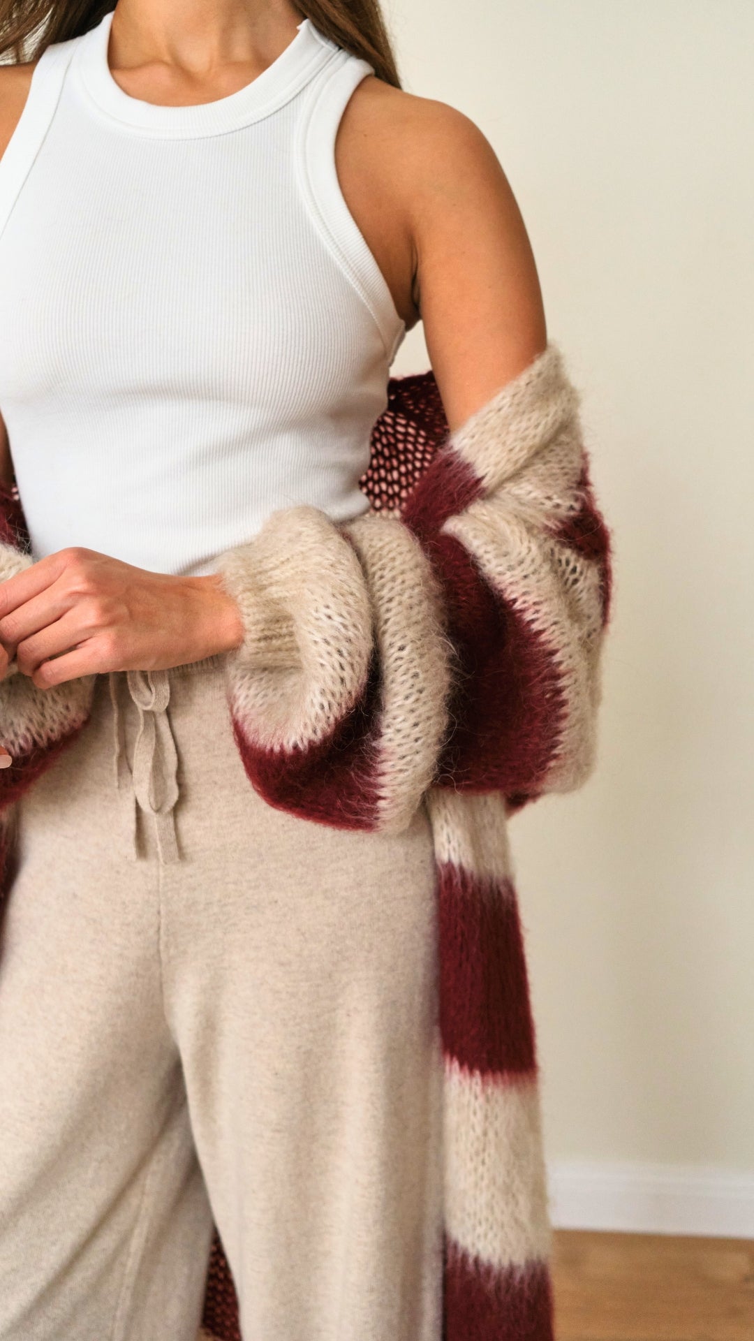 Kay Cardigan - Ruby Beige Stripes