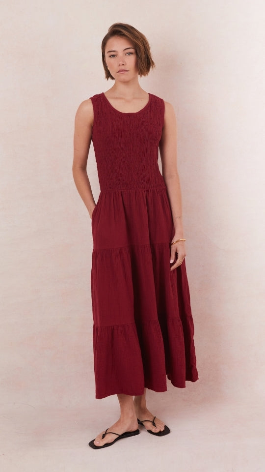 Mel Cotton Dress - Wine