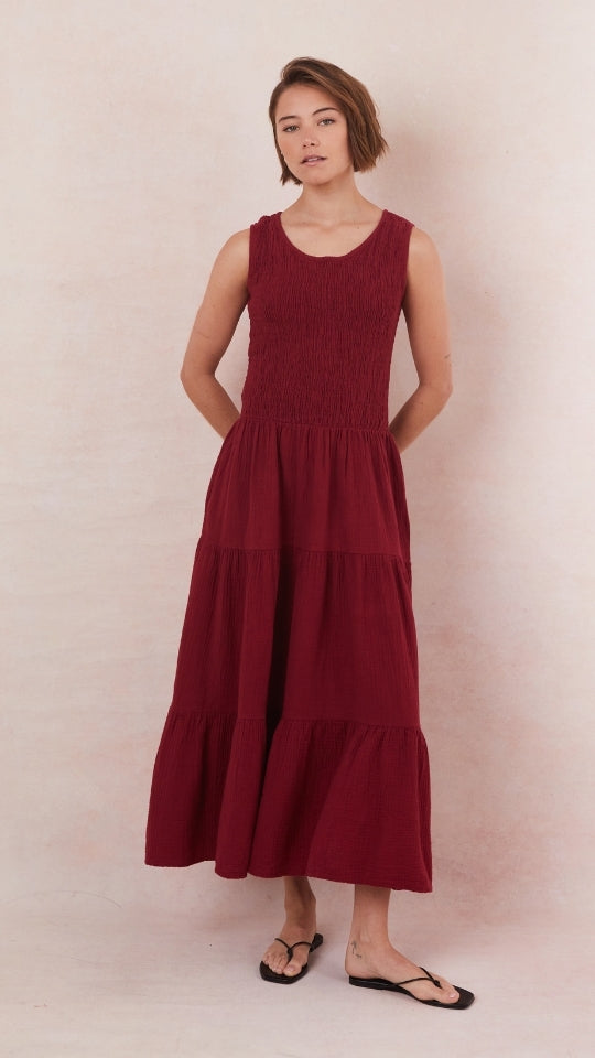 Mel Cotton Dress - Wine