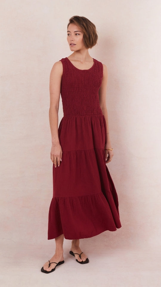 Mel Cotton Dress - Wine