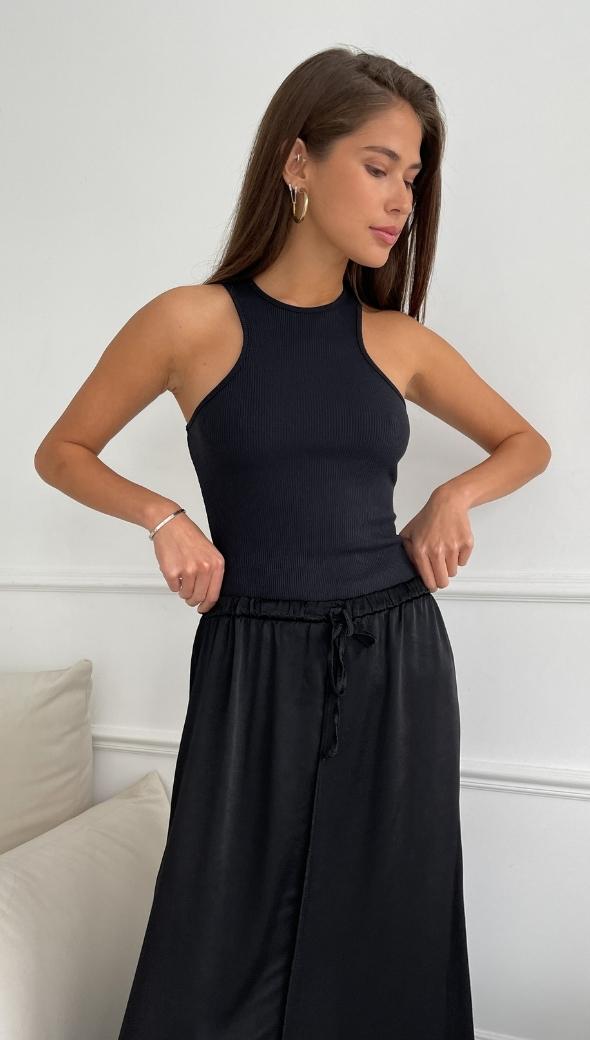 Phoebe Satin Skirt - Black