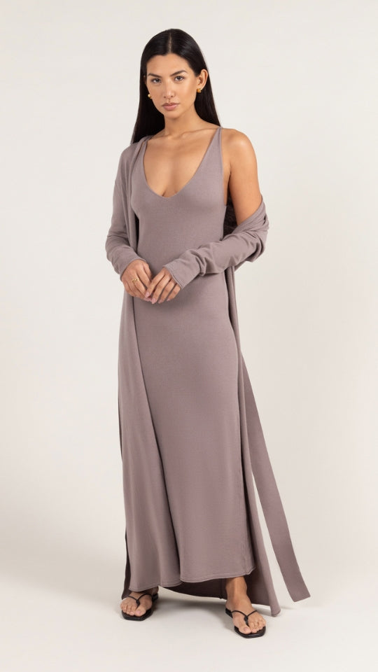 Sofia Long Line Cardigan - Mink