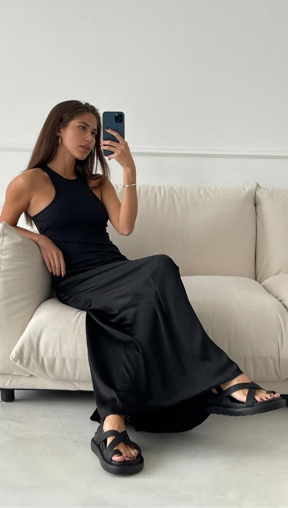 Phoebe Satin Skirt - Black