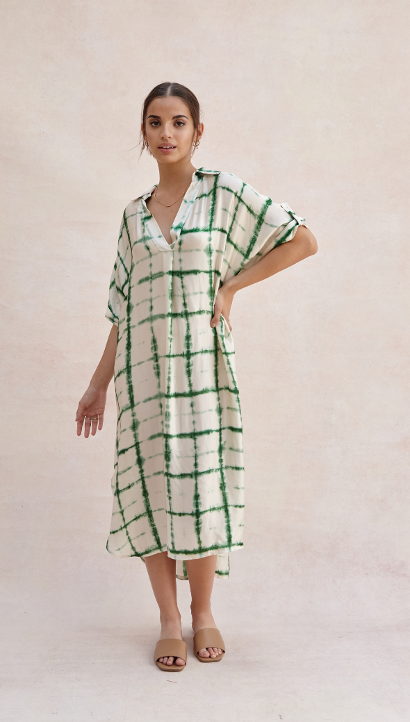 Marina Dress - Green Batik Print