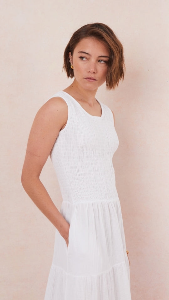 Mel Cotton Dress - White