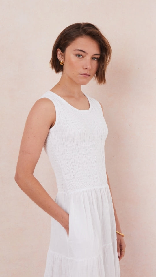Mel Cotton Dress - White