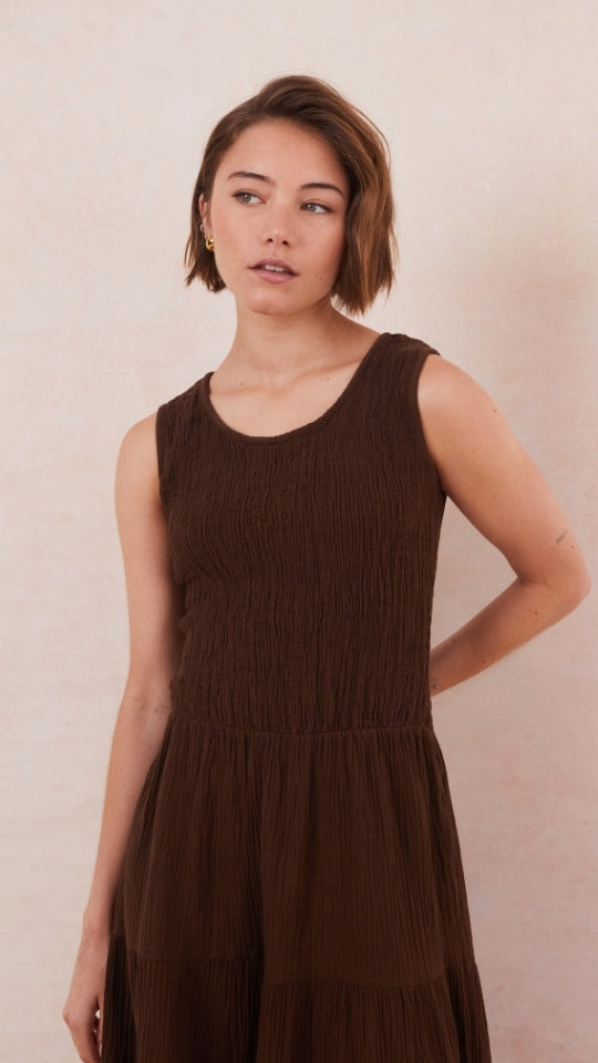 Mel Cotton Dress - Espresso