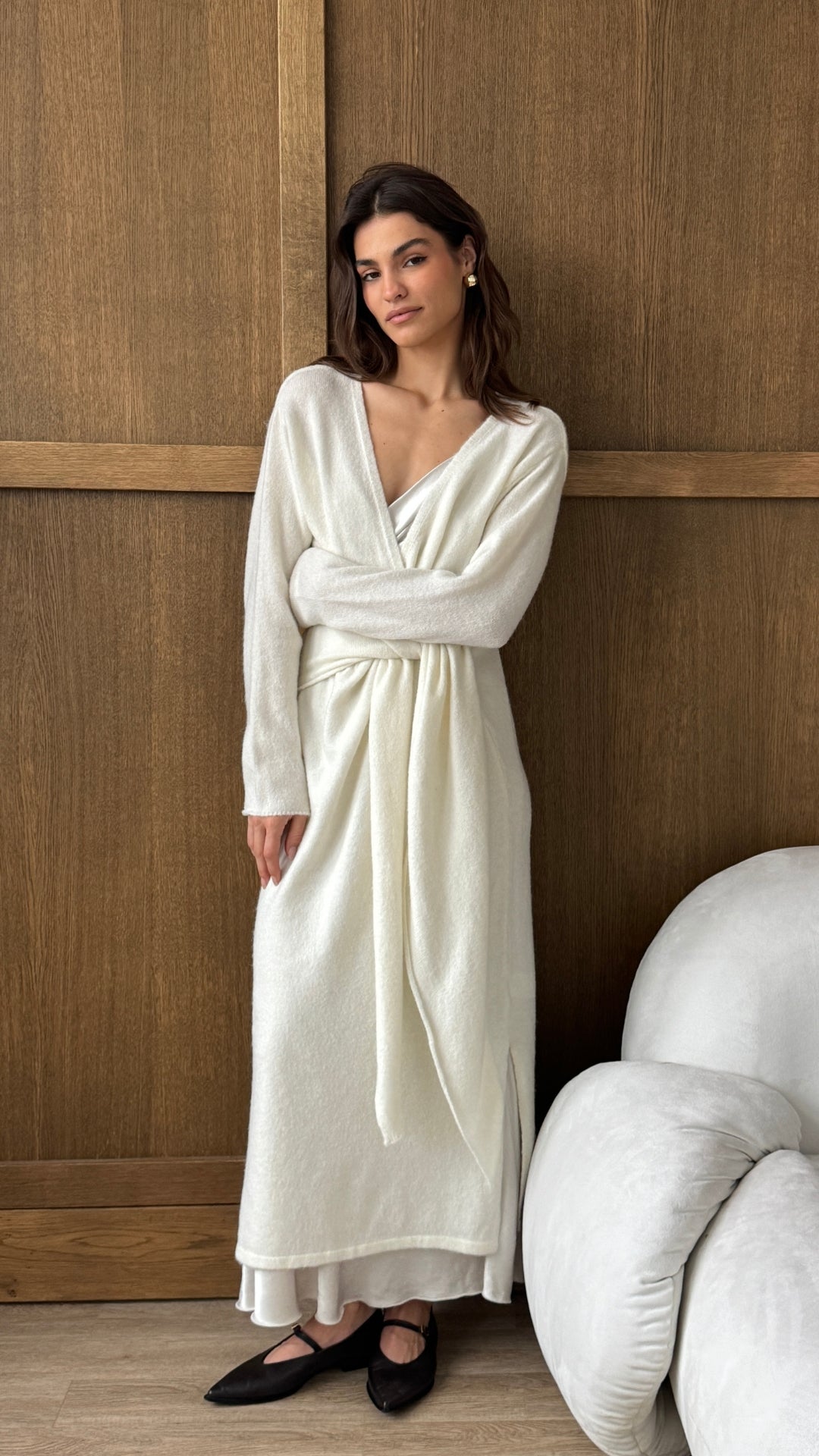 Keira Knit Wrap Dress - Ivory