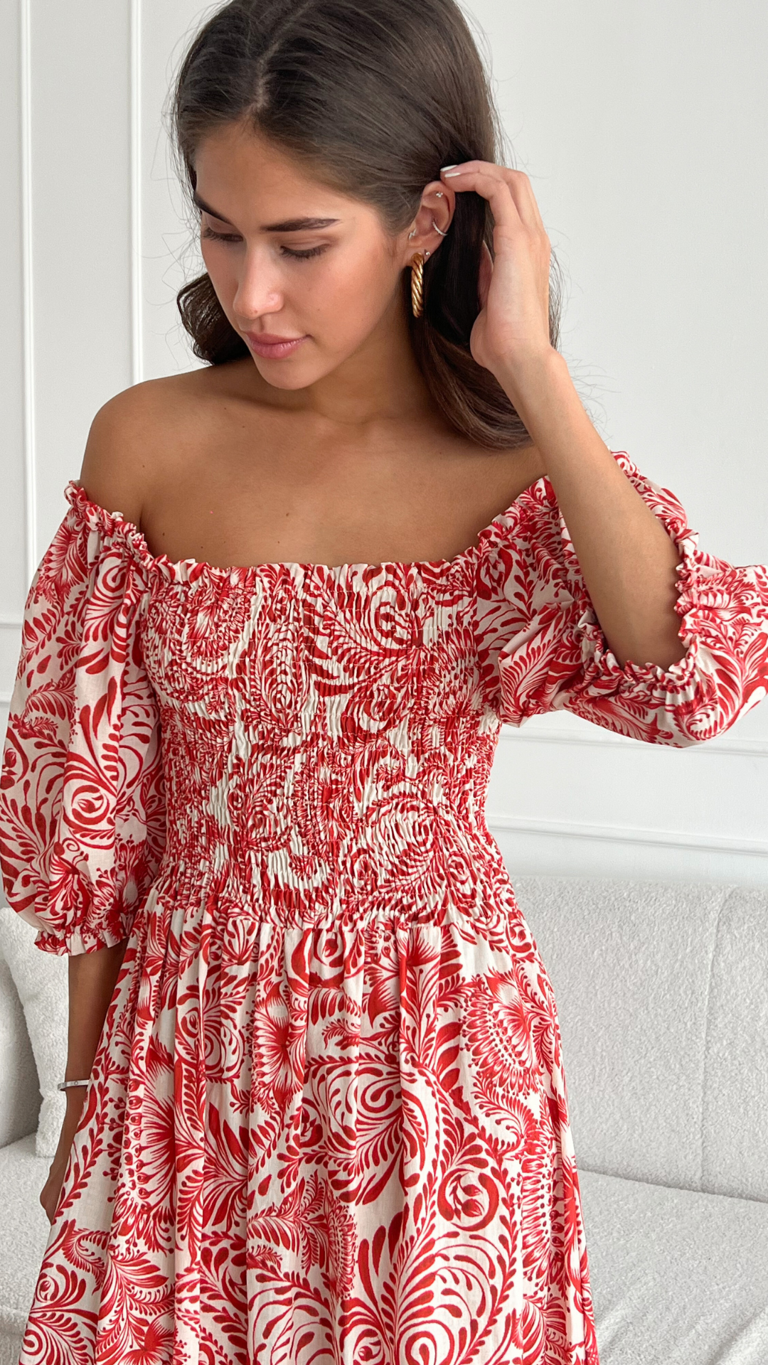 Carina Print Dress - Red Print