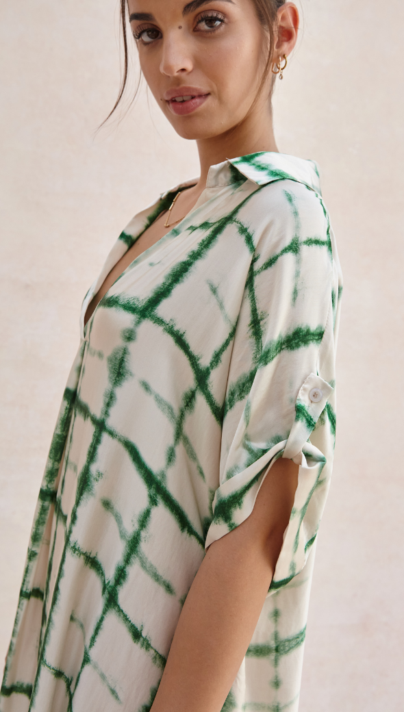 Marina Dress - Green Batik Print