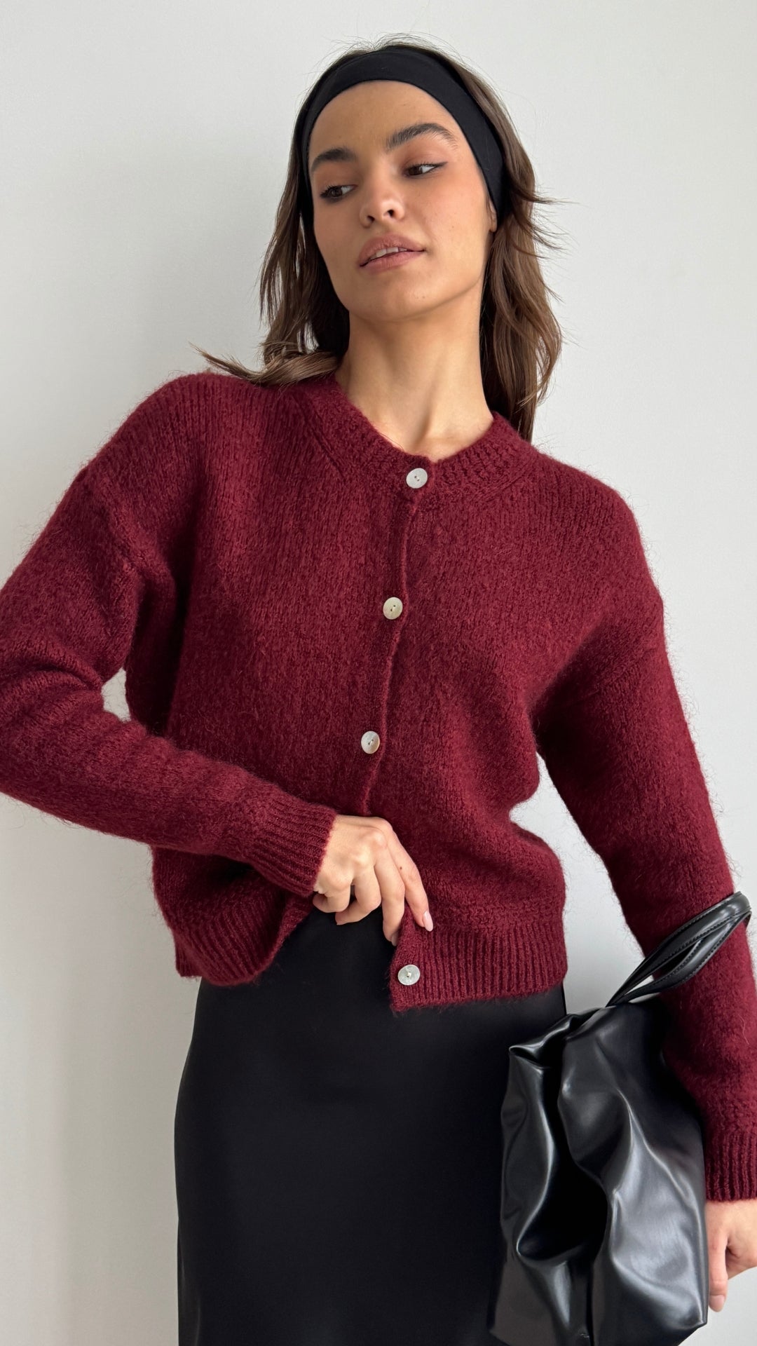 Reyna Cardigan - Dark Cherry