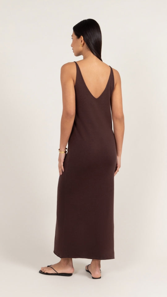 Sofia Knitted Slip Dress - Dark Espresso