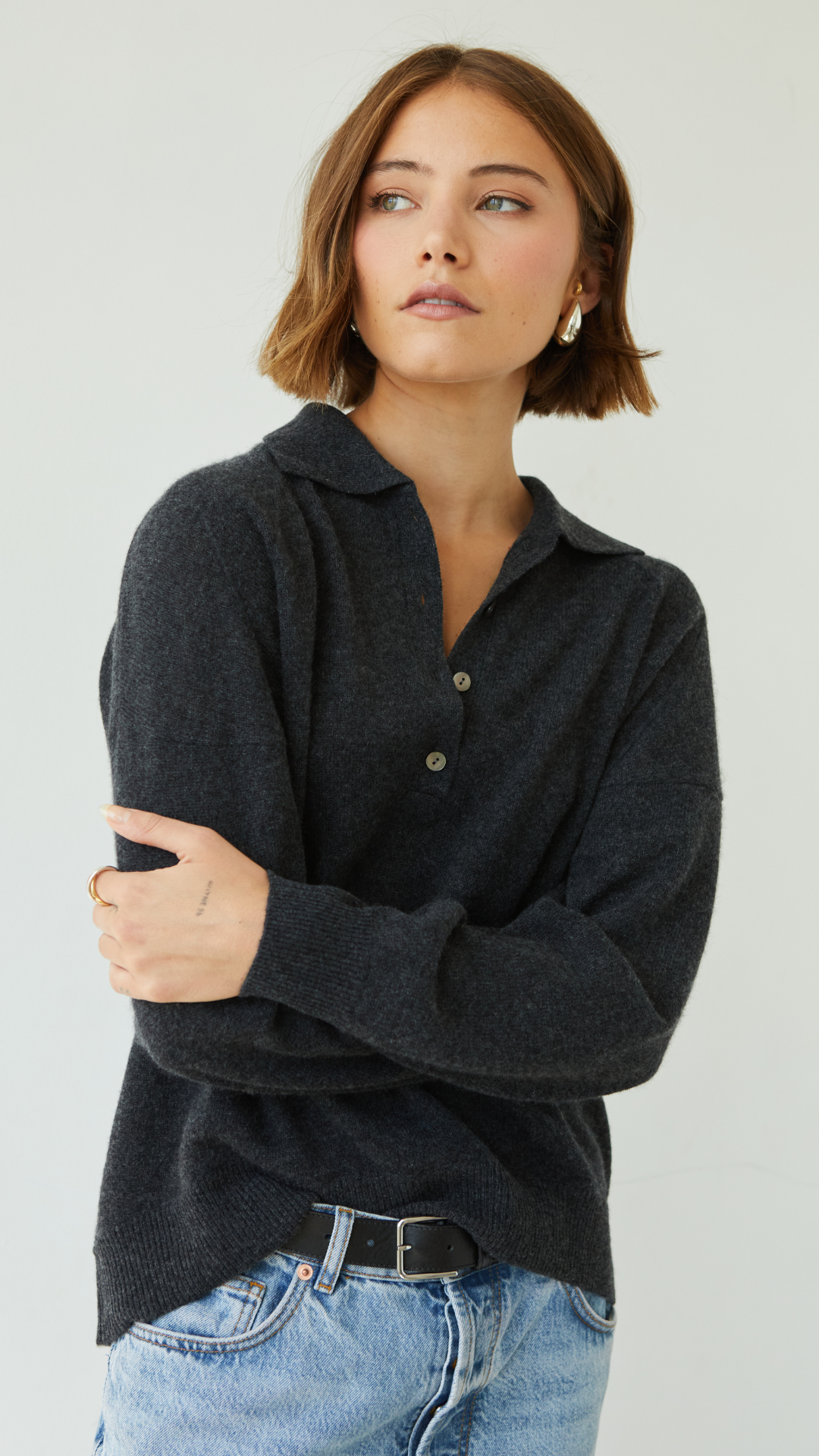 Caprice Cashmere Sweater - Dark Grey