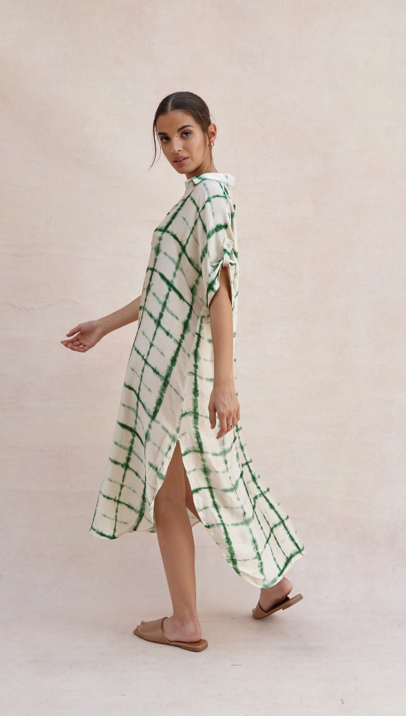 Marina Dress - Green Batik Print