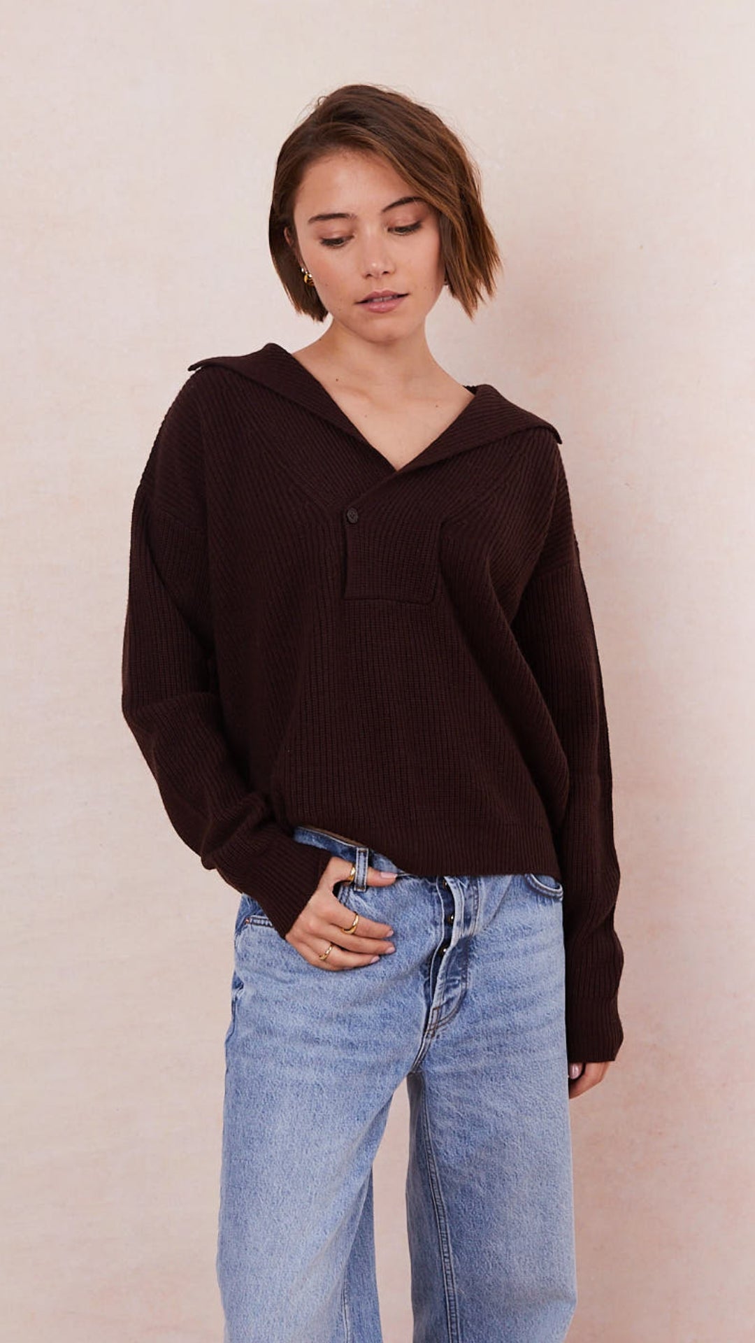 Quinn Cashmere Blend Sweater - Chocolate