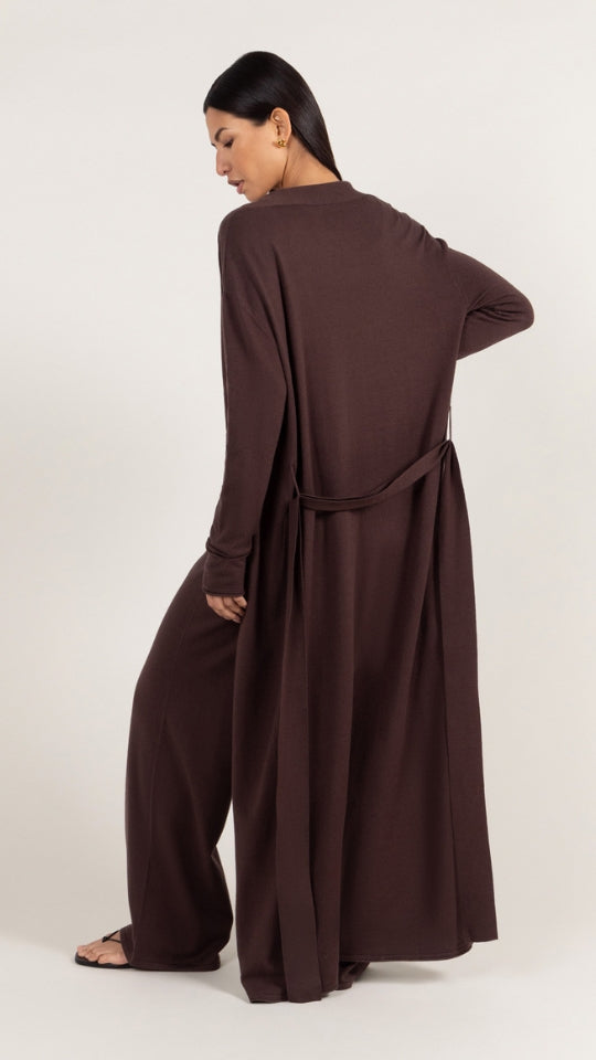 Sofia Long Line Cardigan - Dark Espresso