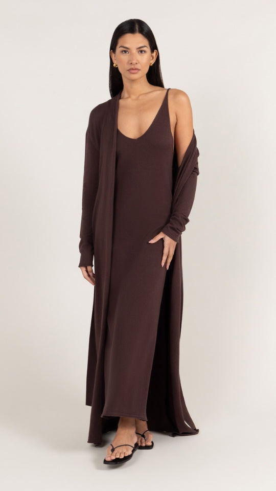 Sofia Long Line Cardigan - Dark Espresso