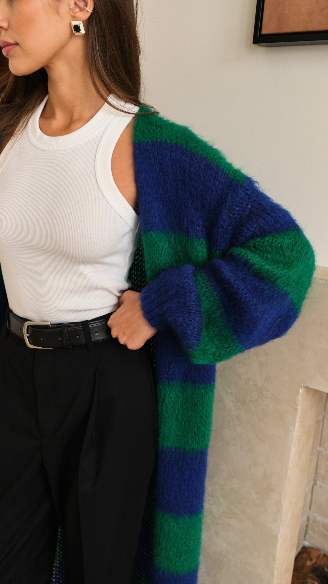 Kay Cardigan - Emerald Blue Marine Stripes