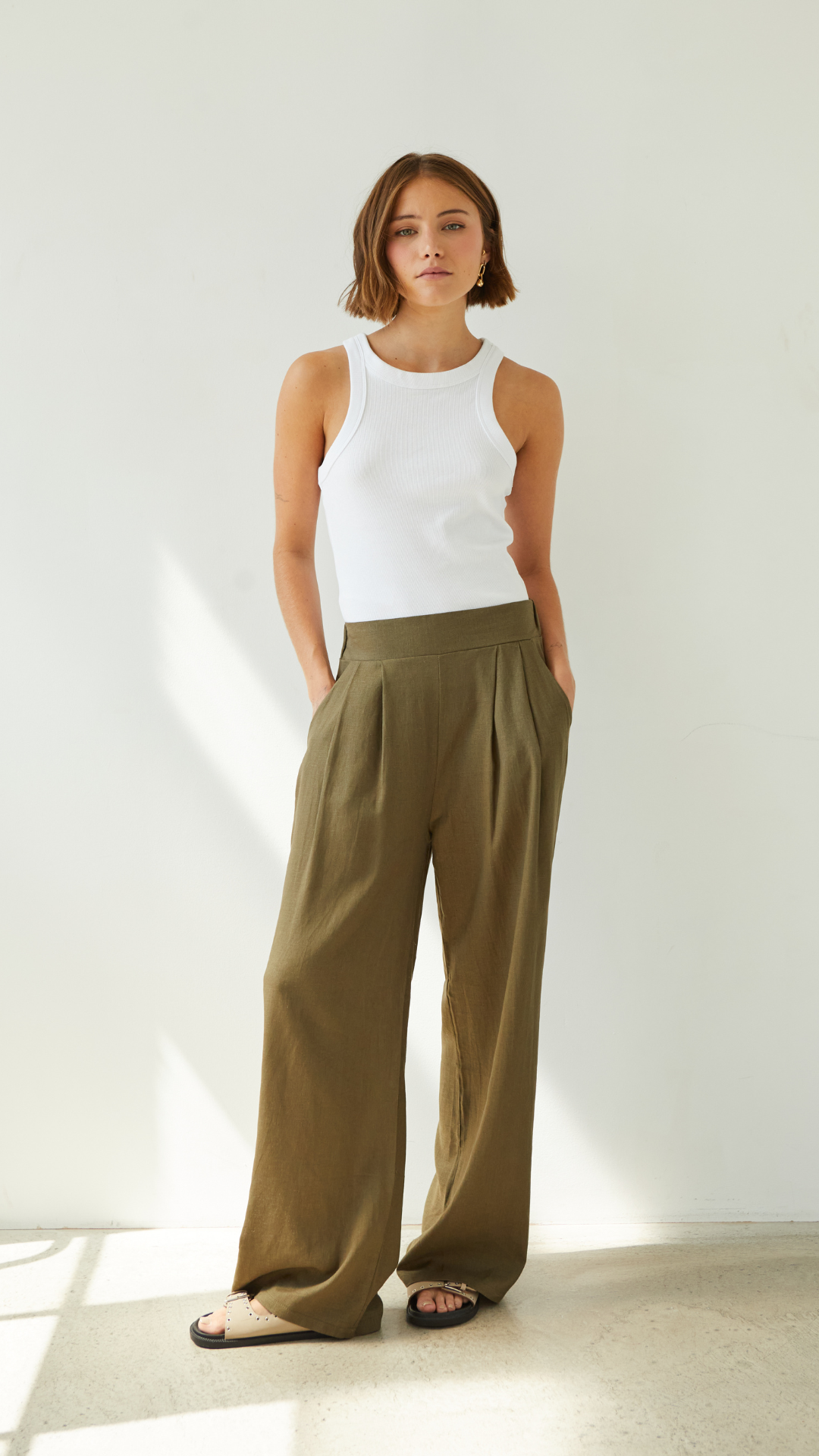 Alexis Linen Trousers - Khaki