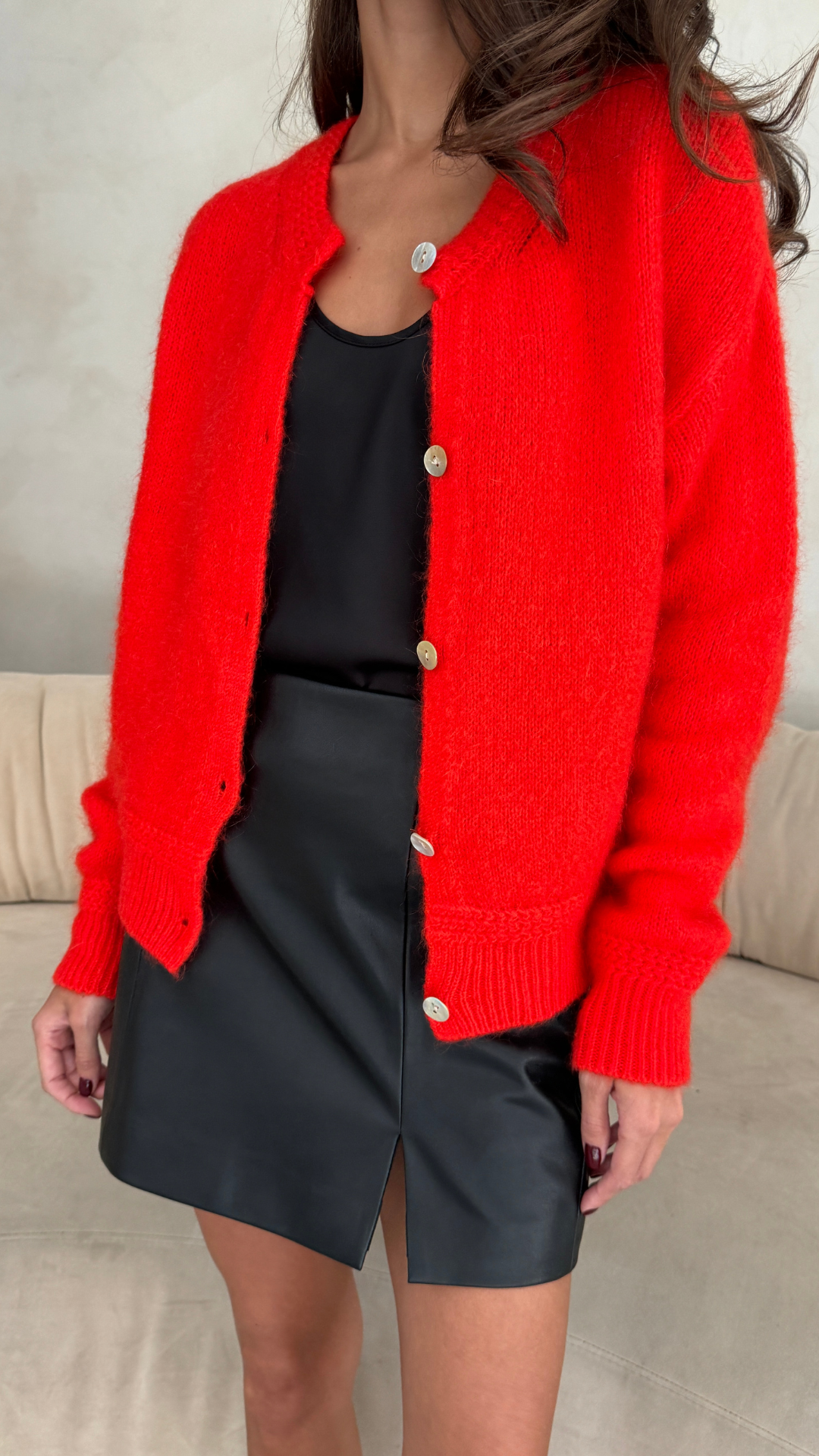 Reyna Cardigan - Pomegranate